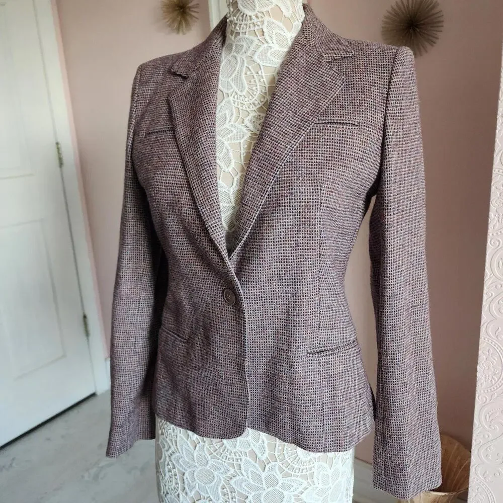 euc PEABODY House tweed brown RUST adorable blazer jacket 11/12 romania